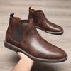 Mens British Style Leather Boots High Top Martin Boots Fashionable Big Size Shoes for Winter Autumn