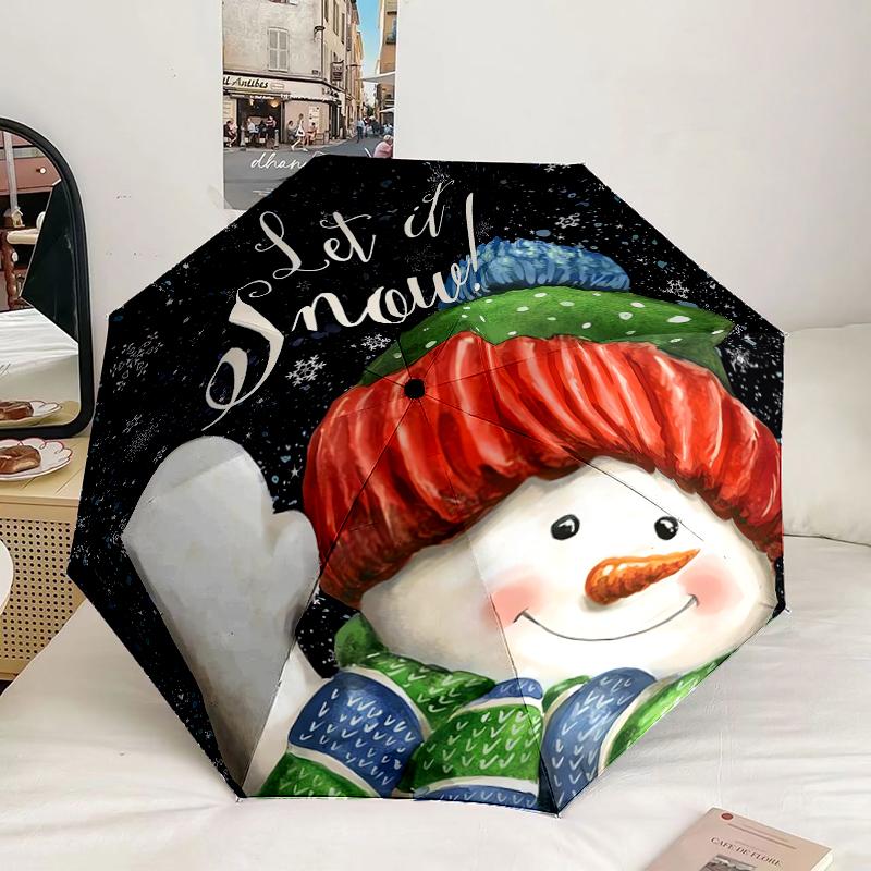 

Snowman With Bird And Sign. Umbrella 67-Frame for Travel, camping, Casual Lightweight Portable Umbrella, Essential for every family Holidays Gift