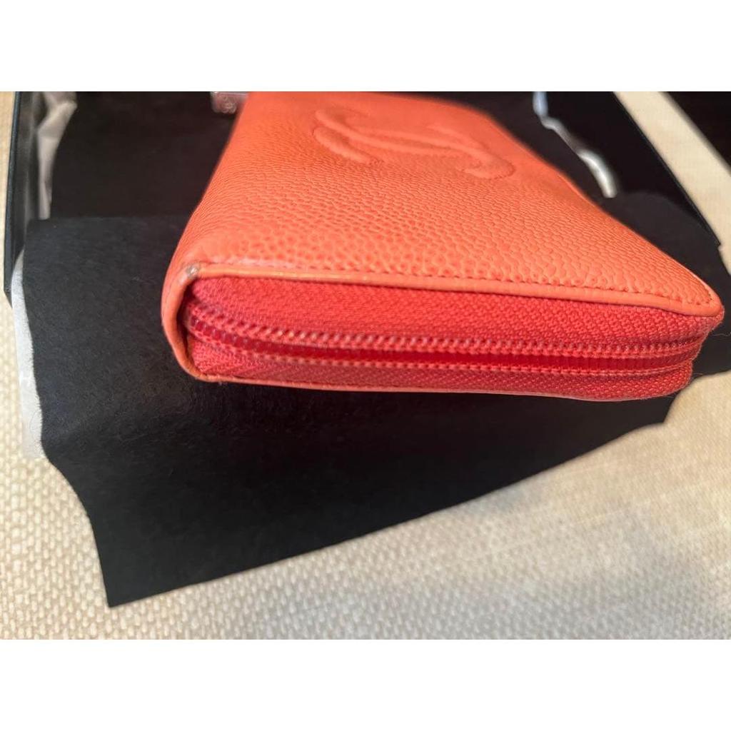 Used CHANEL Caviar Skin Round Zip Long Wallet