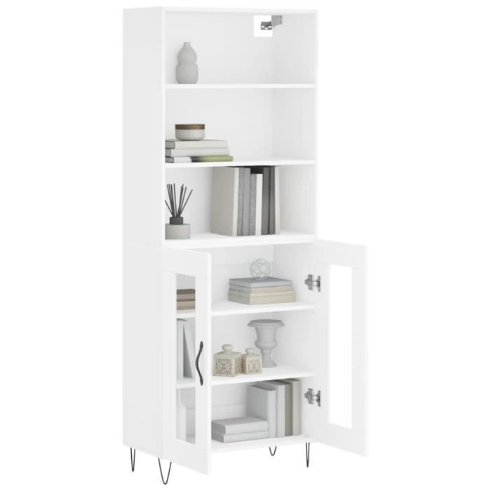 VidaXL Buffet haut Blanc 69,5x34x180 cm Bois d'ingénierie 3189309