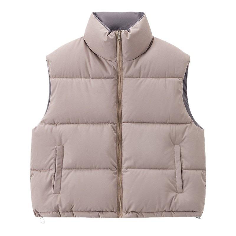 Double-sided down cotton vest women's autumn and winter new loose vest cotton vest jacket