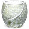 Mizukage Kiriko Glass Cup for X Ranbori Komon Current Model J-kitchens Egg-Shaped Sake, 5.5 5.9cm, 100cc, (Small Pattern), Green,