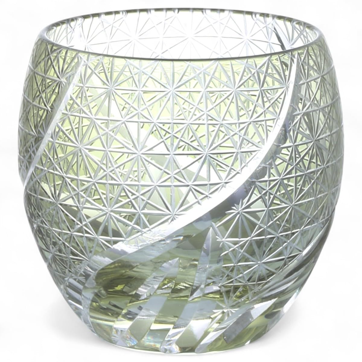 

Стакан Мизукаге из стекла кирико для x Ранбори Комон Современная модель J-kitchens Яйцевидный для саке, 5,5 5,9см, 100мл, (Маленький узор), Зеленый,