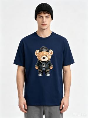 Cotton   Cool Hip Hop Bear Graphic Unisex T Shirt Streetwear Short Sleeve Crew Neck Casual Top