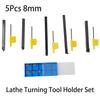5pcs 8mm Shank Indexable Lathe Turning Tool Holder + CCMT060204 DCMT070204 Insert