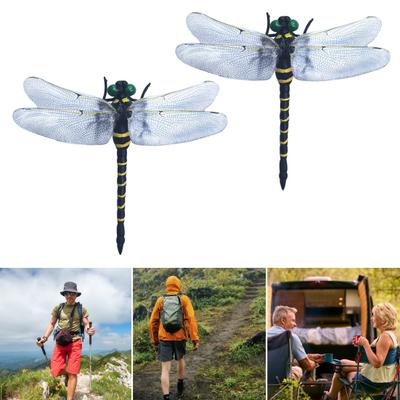 Fake Dragonfly Decoration with Lanyard/Pin Portable Outdoor Camping Gnats Fly Repellent Simulated 3D Dragonfly Model Ornament Kids