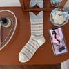 Autumn Style Grey Striped Socks - Children's Mid-length Socks, Suitable for Spring and Autumn Seasons, Thick Cotton Ballet-style Pile Socks.