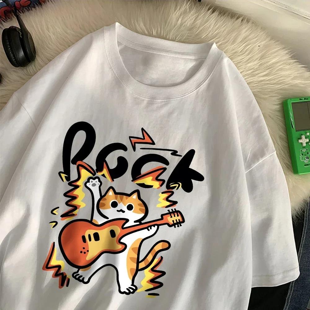 

Rock Hip Hop Cat Women TShirts Cartoons Printing Tops Loose ONeck Comfortable Tee Shirts Summer Casual Women Clothes S