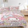 3pcs My Melody's Floral Fantasy Printed Duvet Cover Set (1 * Cover+2 * Pillowcase, Without Core), Suitable for Home Bedroom, Guest Room, Dormitor