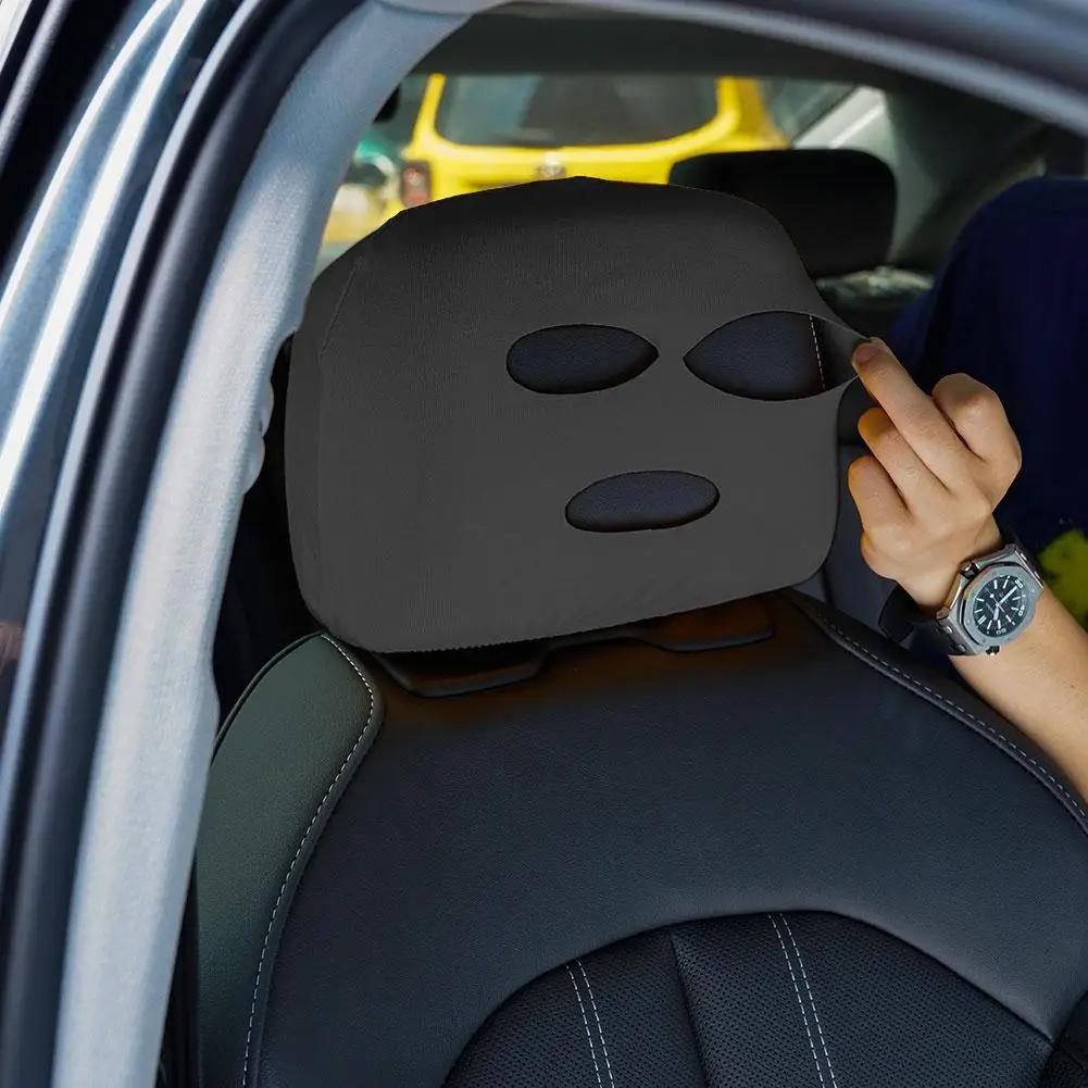 3-hole Car Seat Headrest Full Face Cover Ski Mask Hat Anti Ash Protection For Car Interior Seats Funny Cover Decoration