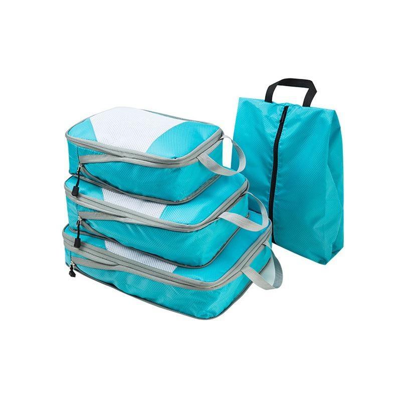 4Pcs/set Compression Packing Cubes Travel Storage Bag Portable Luggage Suitcase Organizer Set Extensible Packing Mesh Bags for Clothing Underwear