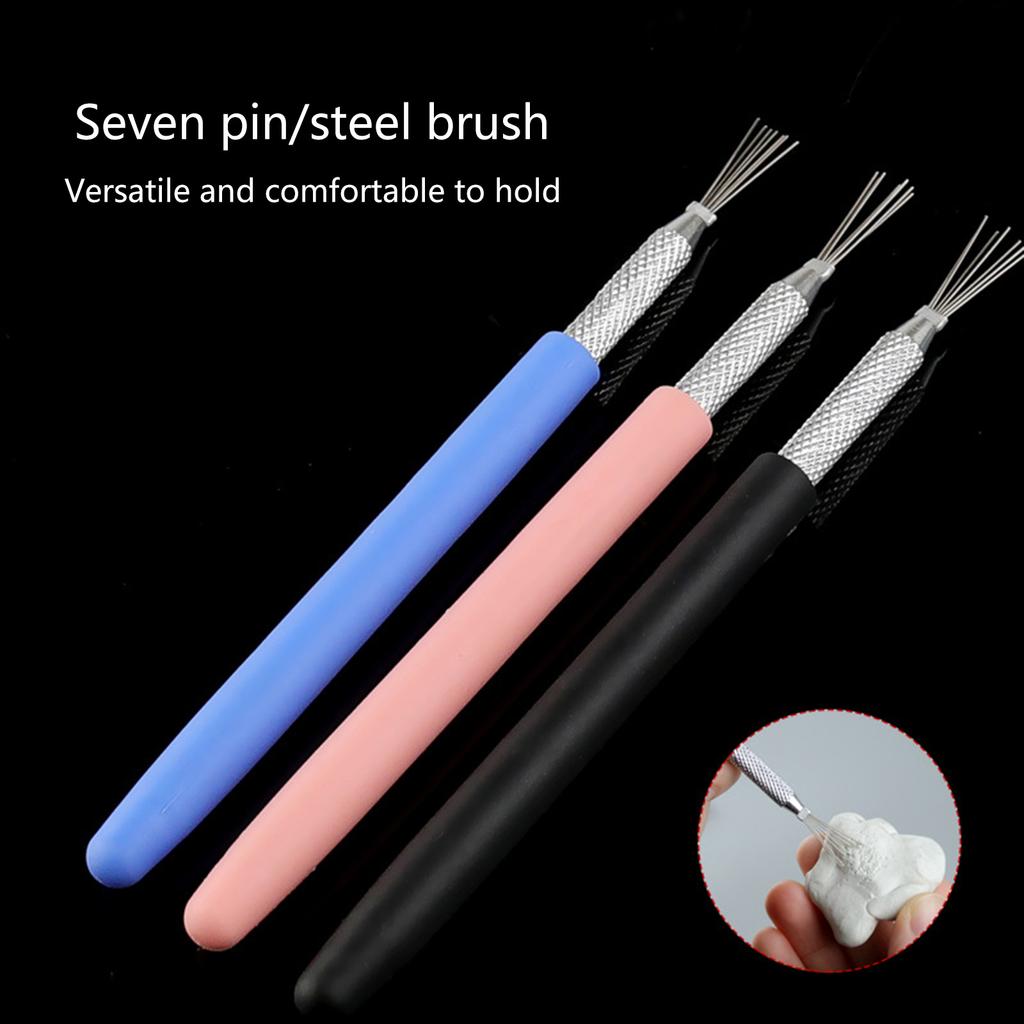 3PCS Clay Sculpting Needle Tool Set Suitable for Detailed Texturing Modeling Wax Sculpting with Stainless Steel Bristles