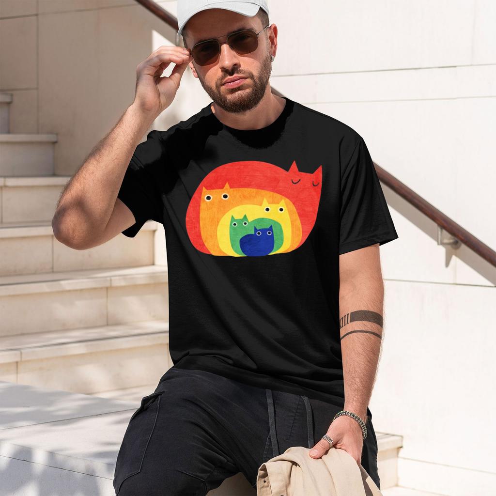 P – Colourful Bold Illustration Sticker Model Men’s Short-sleeve crewneck T-Shirt Classic Casua