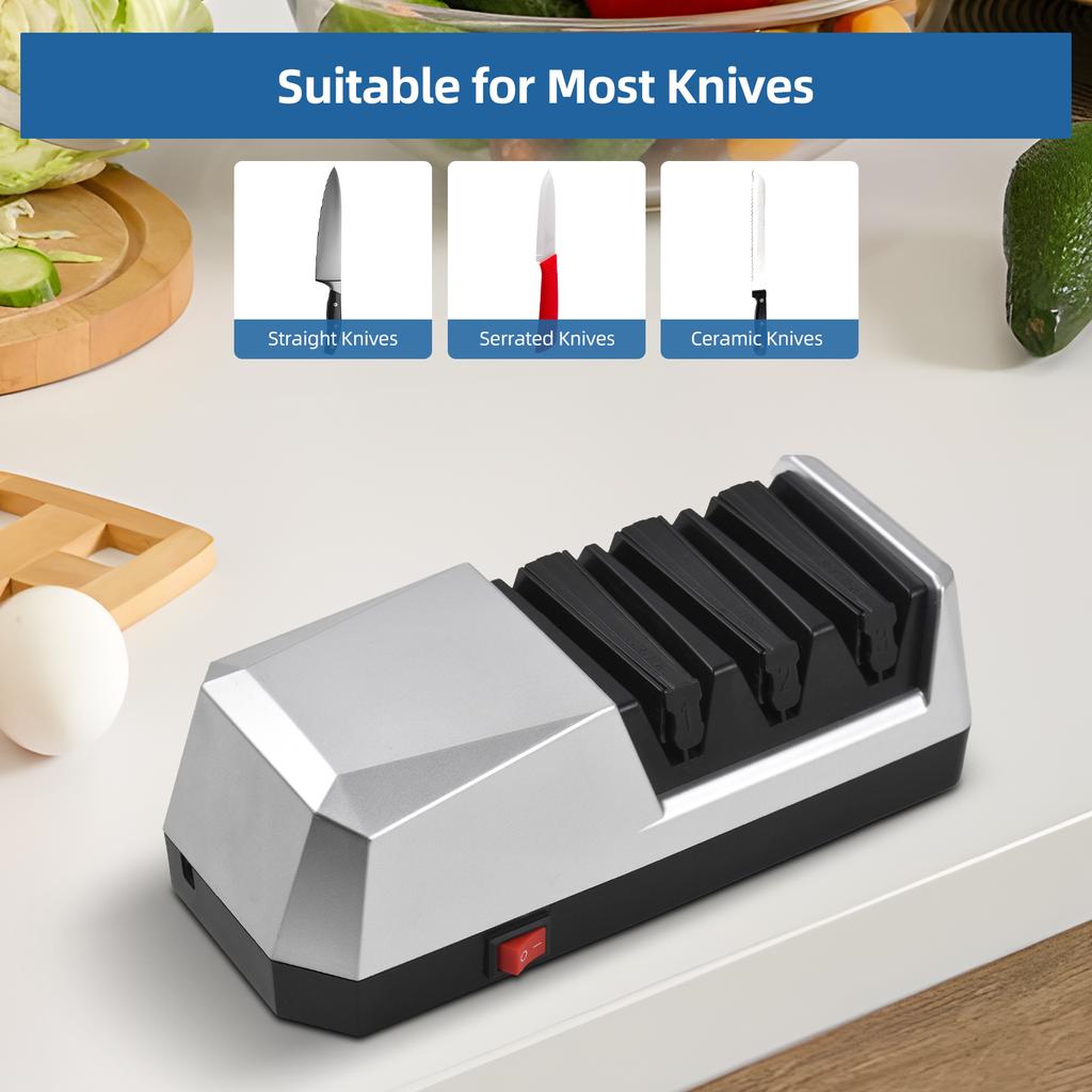 4 In 1 Kitchen Knives Sharpening Electric Knife Sharpener System with Diamond Abrasives Sharpening and Polishing Kitchen Tool