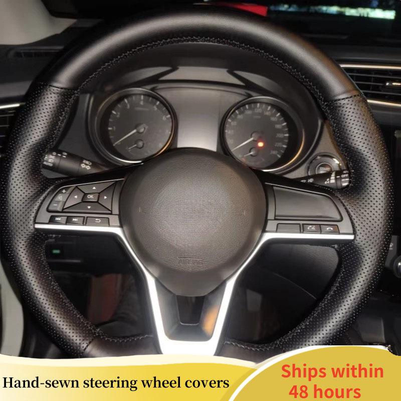 

Чохол на кермо автомобіля Шкіряний Для Nissan X-trail Qashqai Rogue Sport Rogue 2017 2018 Салон автомобіля Стиль автомобіля Beige Thread