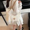 Nuova Borsa a Mano in Pizzo Coreano Donna Grande Capacità Borsa Shopping Borsa a Spalla Ricamata Retro Estiva per Viaggio Borsa da Spiaggia Tote