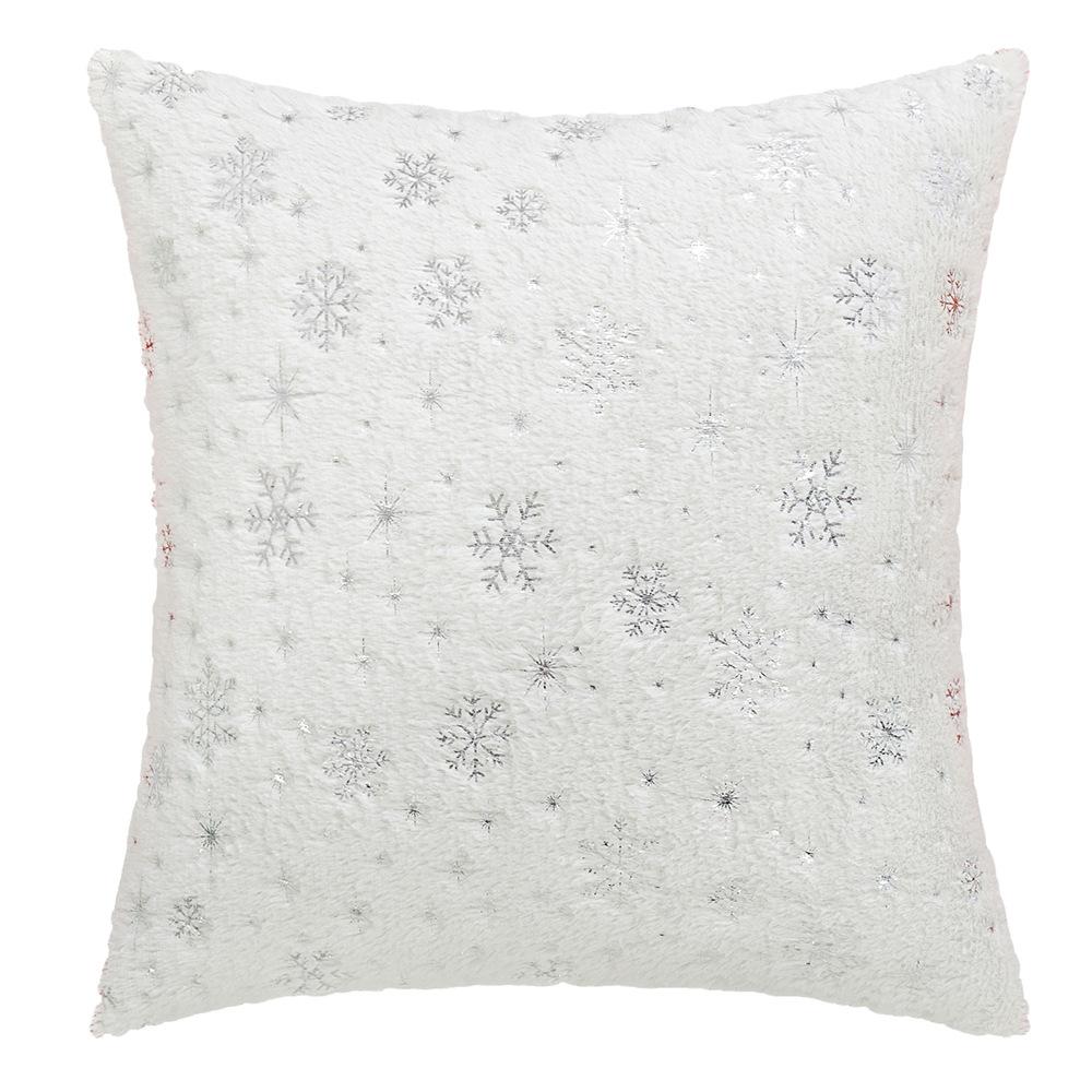 1pcs Luxury Christmas Cushion Pillow Covers Silver Snowflake Print Soft Plush Decorative Pillowcase for Home Sofa Holiday Decor