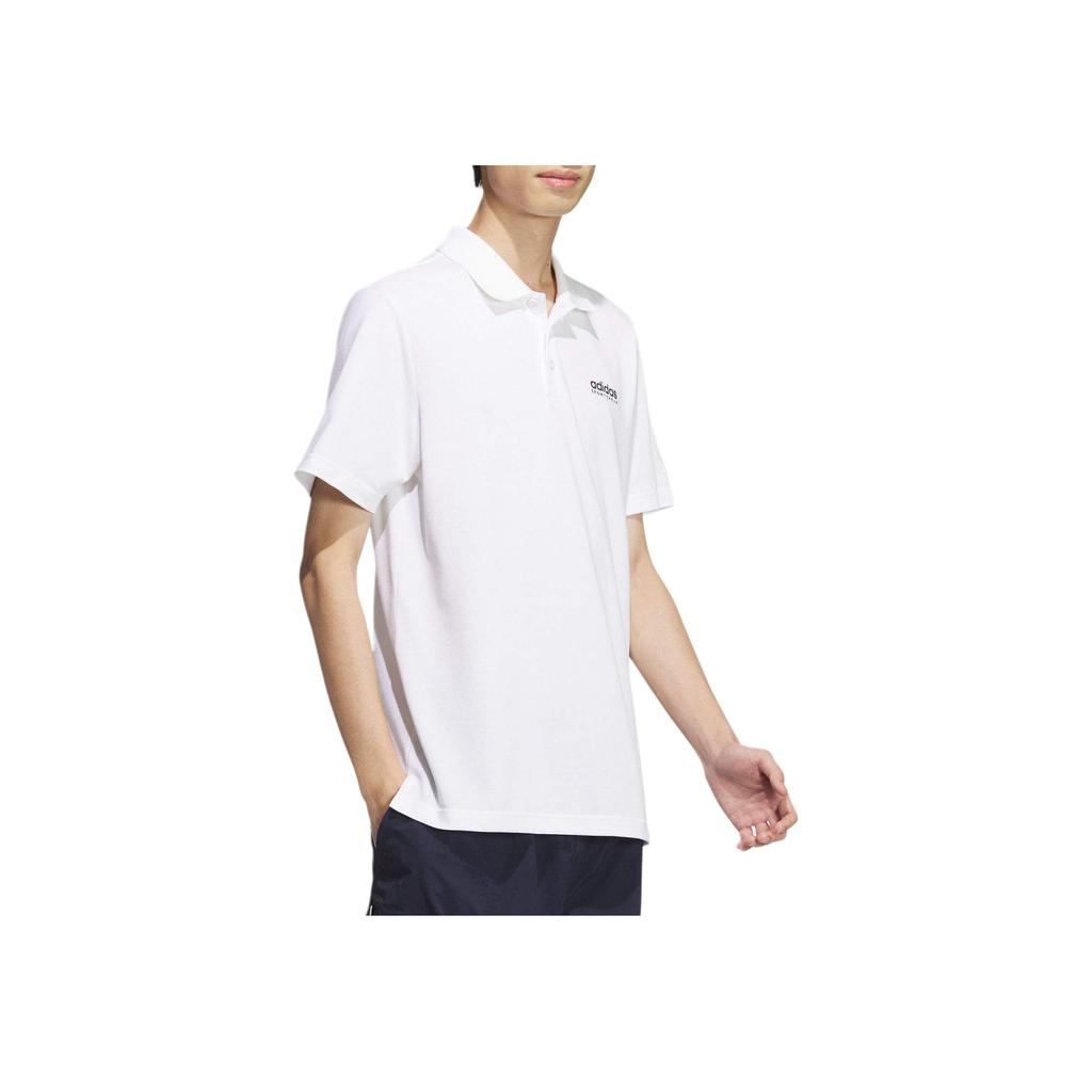 Adidas Logo Solid Color Casual Polo Shirt Men Tops White JI9056