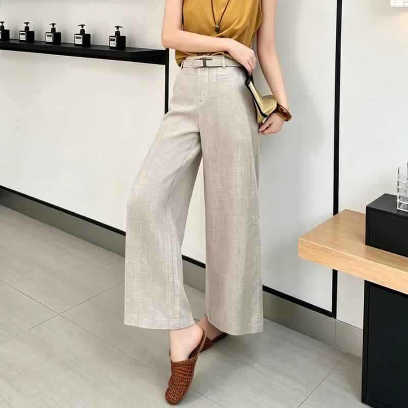 Women's Tencel Linen Blend High-Waist Loose Pants