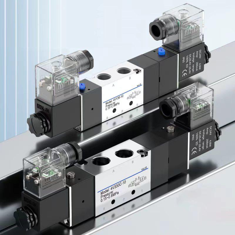 Three-position five-way solenoid valve 4V130C/4V230C/4v330C/4V430C DC24V AC220V DC12V Closed type solenoid valve Fuel System Fittings7