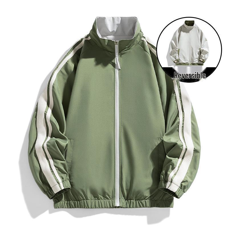 

Мужская осенняя куртка свободного кроя со стойкой, для улицы, повседневная, двусторонняя, многоцветная, 2024 XL (150 lbs) зелёный