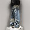 Primavera Nuovo Stile Jeans Uomo Jacquard Larghi a Gamba Larga a Mosaico a Scacchi