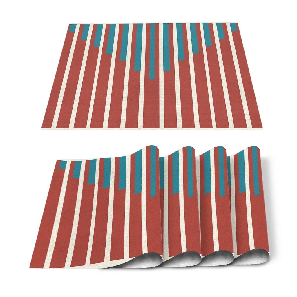 1PC Black White Stripes Pattern Table Mat Kitchen Decoration Placemat   For Wedding Dining Accessories