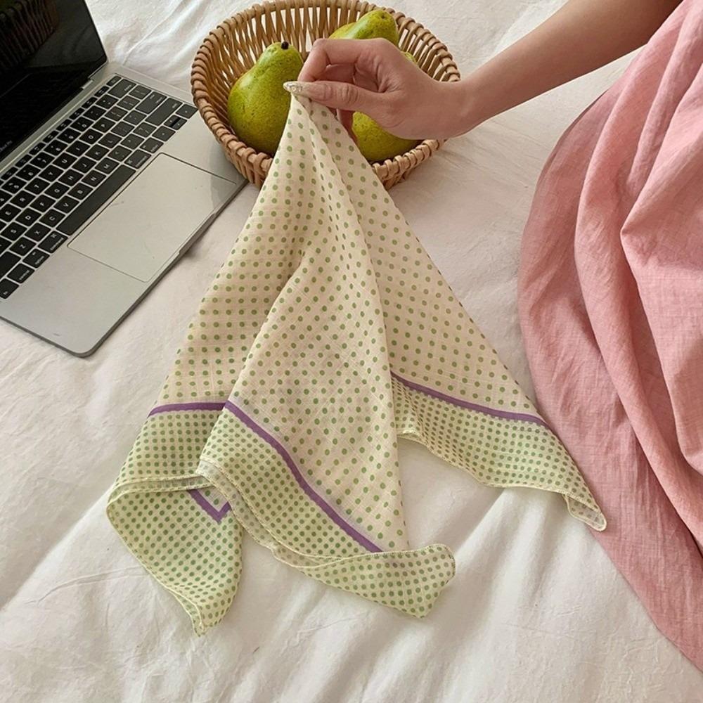 Fresh And Simple Women's Scarf Korean-style Artistic Headscarves Trendy Small Square Scarves