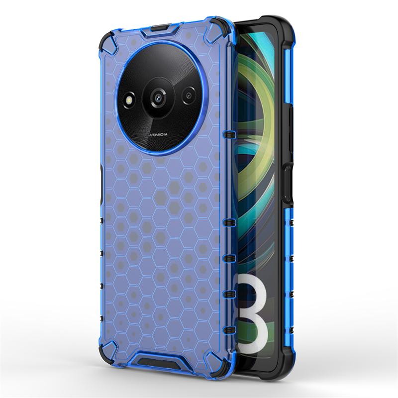 Shockproof Transparent Case For Xiaomi Poco C61 Honeycomb Armor Phone Back Case For Poco C61 Case Cover For Poco C61 6.71 inch