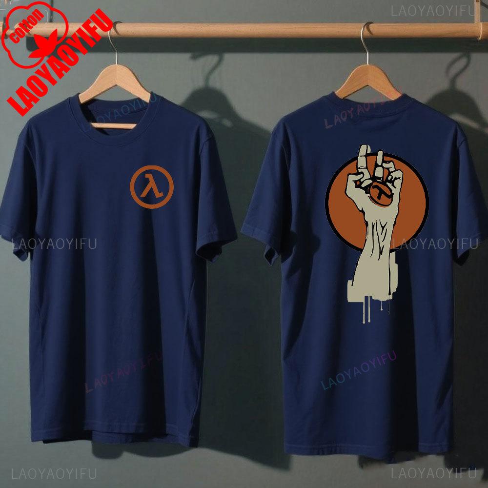 Half Life Classics Logo Lambda in Tops & Tees Cotton T-shirt Vintage Unisex Clothing Graphic T Shirts Streetwear Shirts