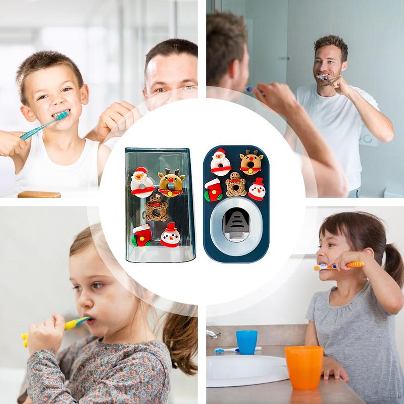 Kids Automatic Toothpaste Dispenser 3 PCS Wall Mounted Toothbrush Holder And Toothpaste Squeezer Stable And Punch-Free Tooth