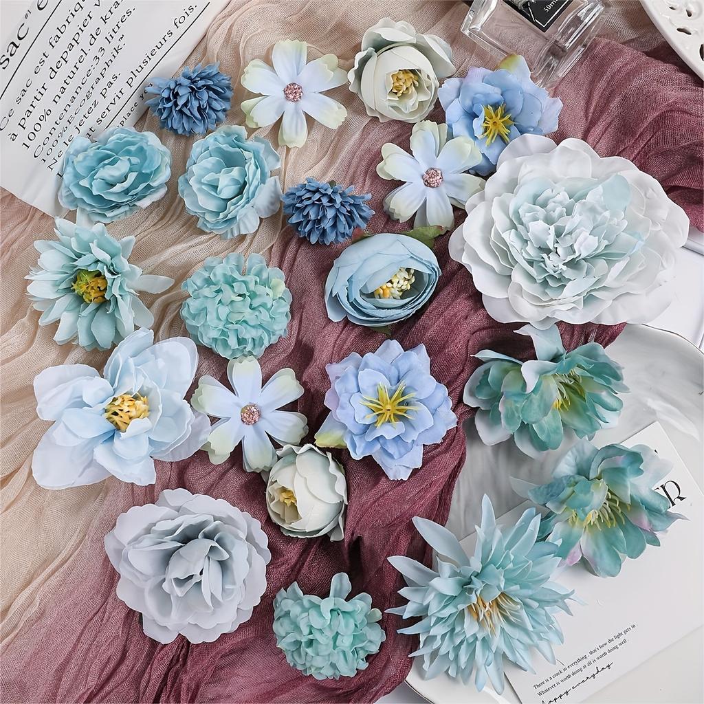 21 Seiden-Kunstblumen-Sortiments-Set für DIY-Bastelarbeiten, Margeriten gemischte Sorten, Perfekt für Valentinstagsdekorationen und Arrangements