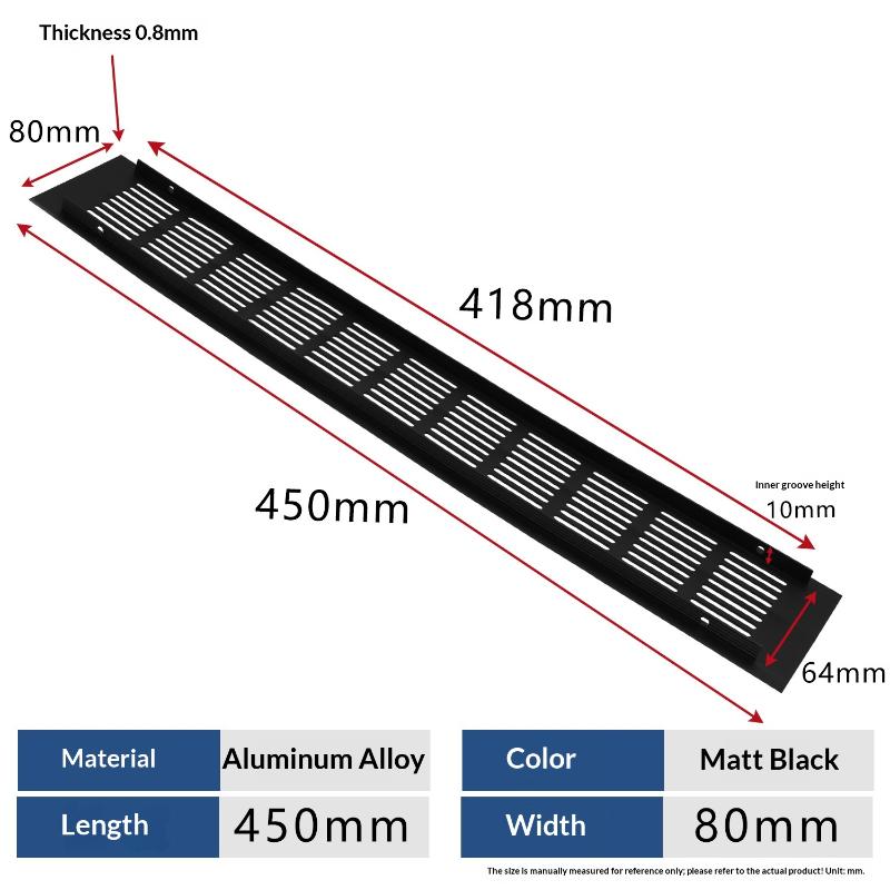 1Pcs Household Air Vent Grille Wall Ventilation Cover Wardrobe Parts 50/60/80mm*150-500mm Aluminum For Cupboard DIY Accessories