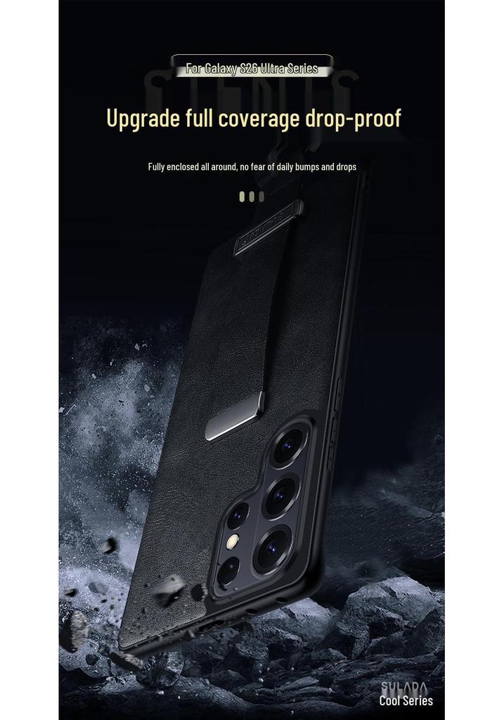 Samsung S26 Ultra Phone Case: Luxurious Leather Texture with Wrist Strap, Stand, and Drop-Proof Protection.