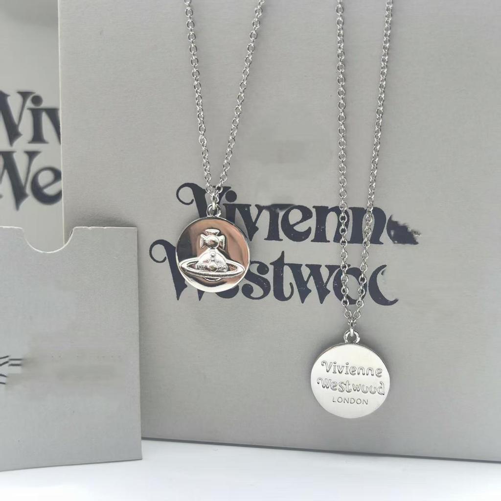 Empress Dowager Saturn Pendant Necklace: Luxury Coin Design for Women's Elegant Style.