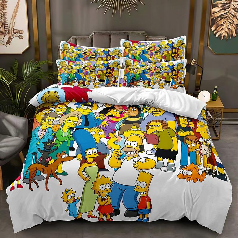 Funny Animation The Simpsons Duvet Cover Microfiber Bedding Set 3D Print Duvet Quilt Cover With Gifts Suitable for Boy and Girls