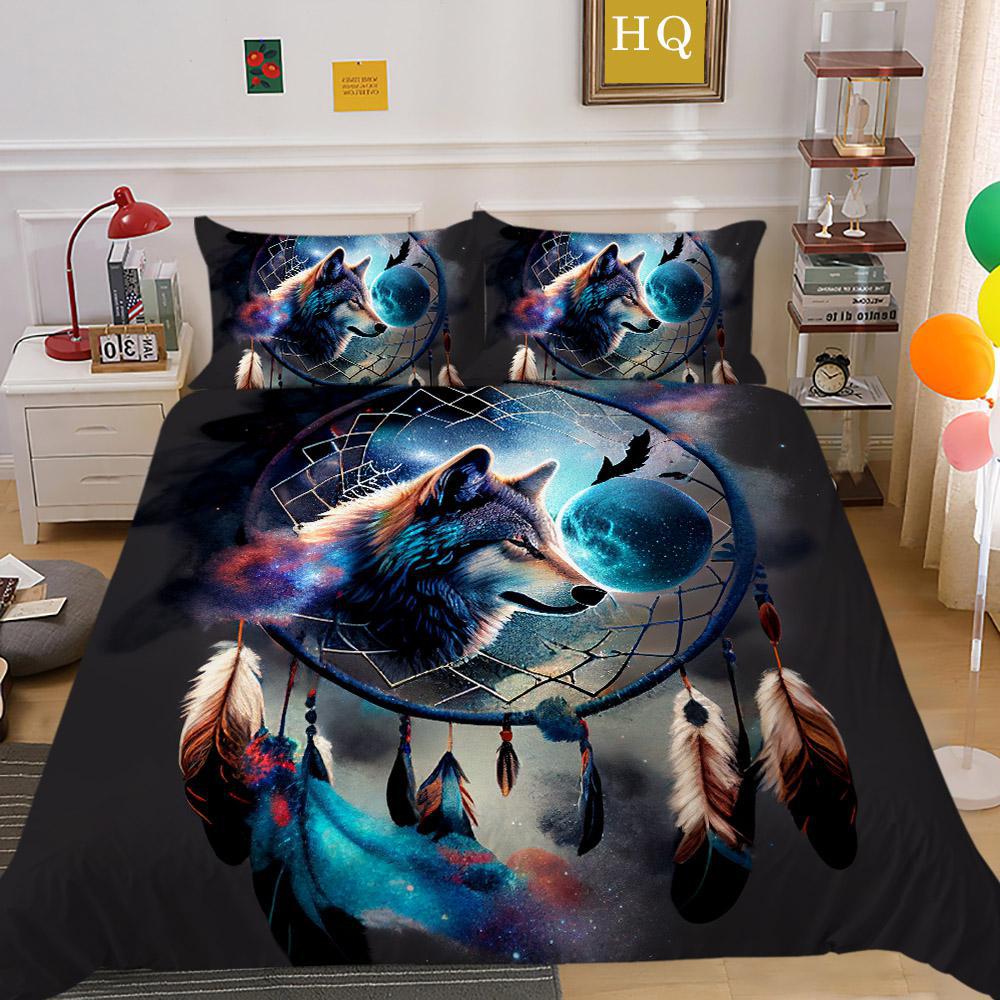 Bedding Polished Four-Piece Set Custom Animal Wolf Print Three-Piece Set Quilt Cover Sheet