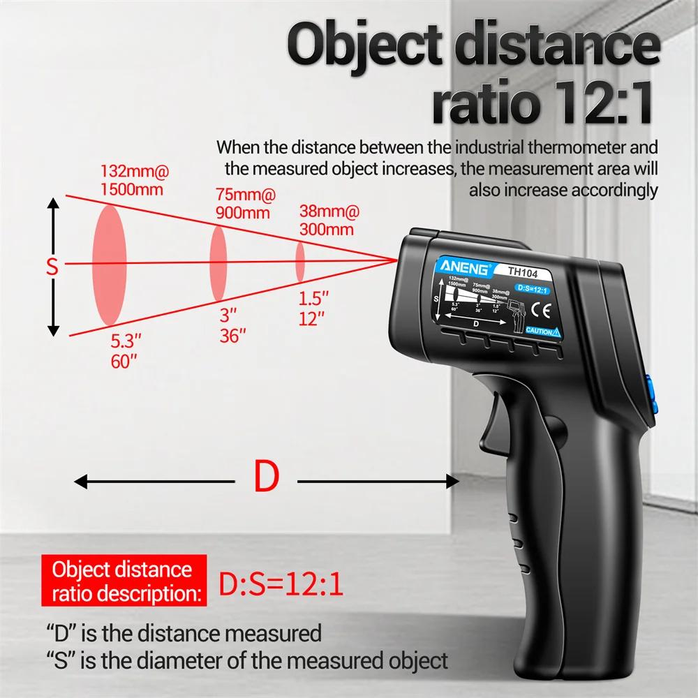 TH104 Infrared Thermometer Laser Temperature Meter -50~550℃ Non-contact Tempetature Gun with VA Reverse Display Screen