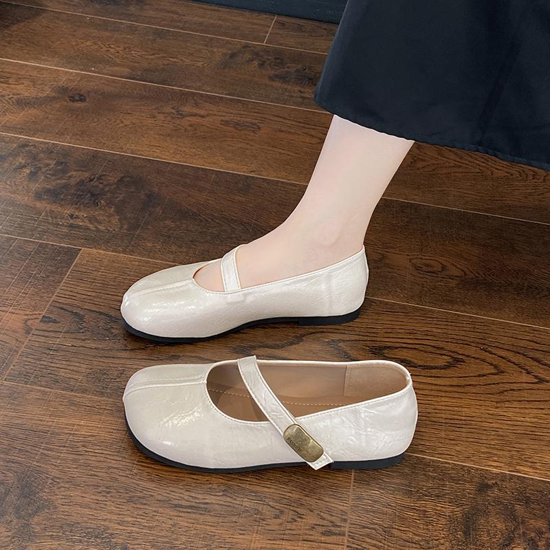 CRLAYDK Womens Flats Moccasins Retro Dress PU Leather Strap Slip On Loafers for Work Penny Dress Walking Ladies Casual Shoes