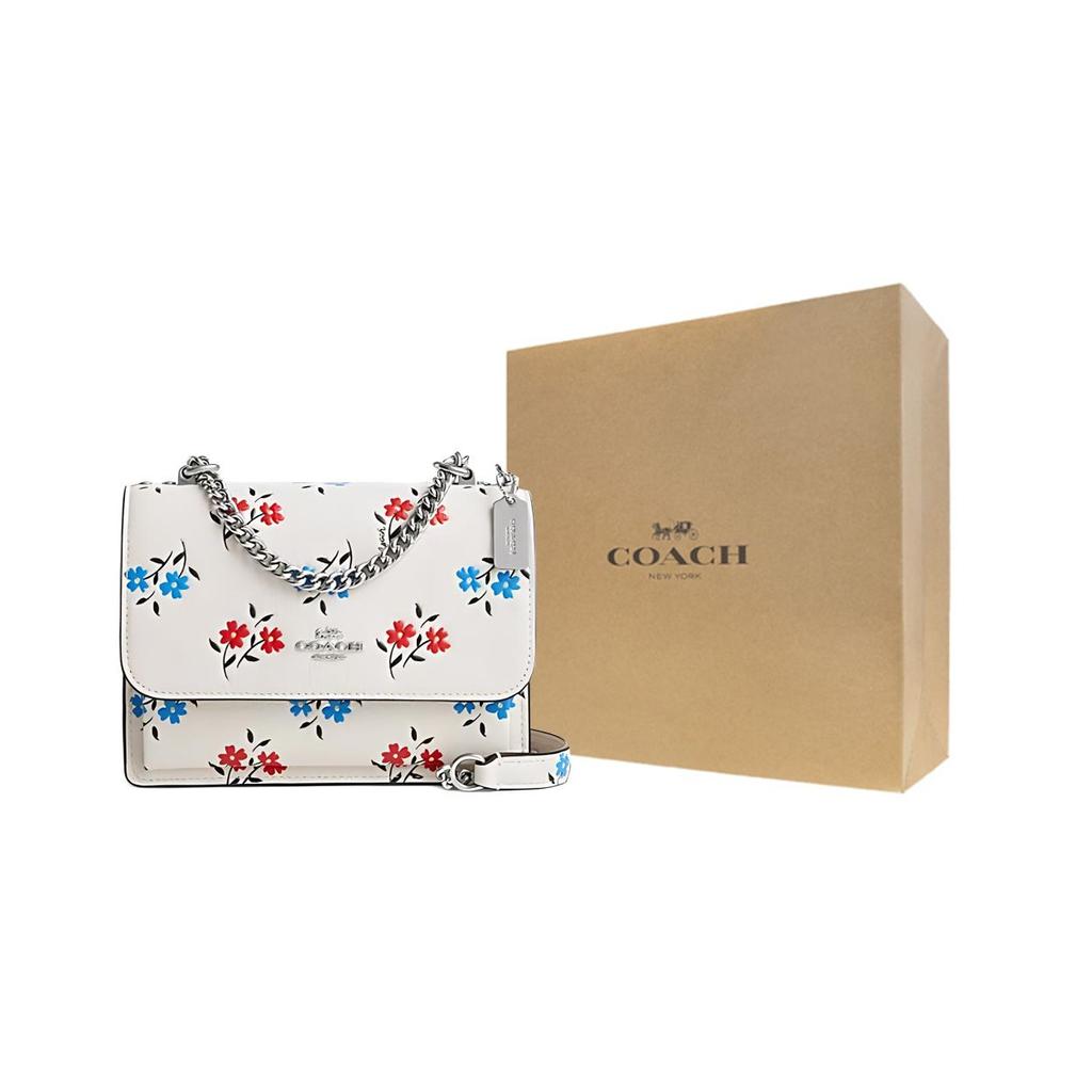 Coach Klare 18 Printed Chain Strap Leather Crossbody Bag Small Women Bags Chalk CT866-SVCAH