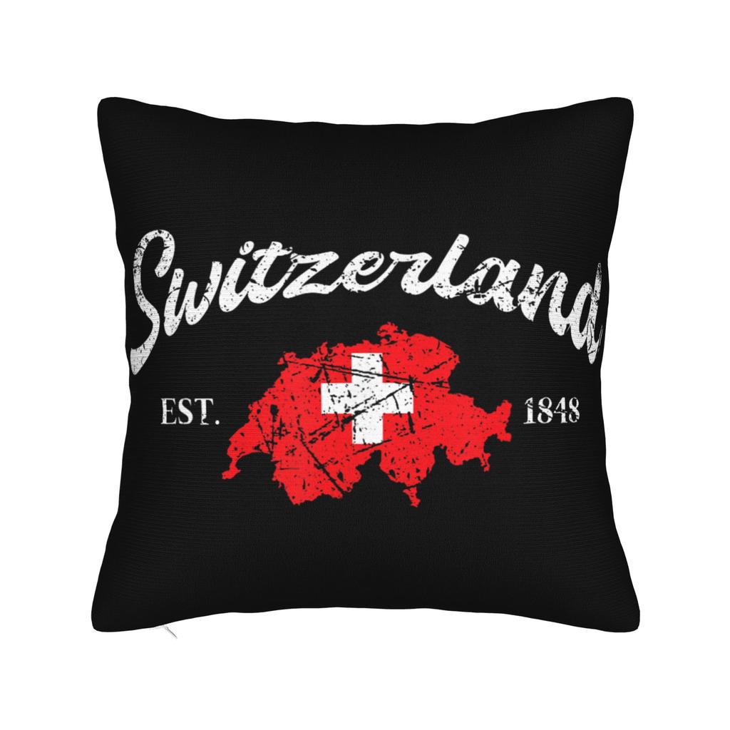 Switzerland Swiss Flag Mountains Pillowcase Printed Polyester Cushion Cover Decor Europe Throw Pillow Case Cover Seater Square