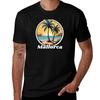Tricou cu Imprimeu Stylish Palmă la Apus în Mallorca pe Plajă, Mânecă Scurtă