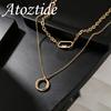 Atoztide Moda Múltiples Capas de Cuentas Collar Ovalado para Mujer Niña Acero Inoxidable Elegante Temperamento Cadena Gargantilla Joyería Regalo