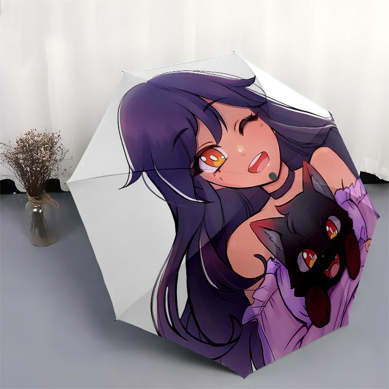 Anime-Mädchen, Katze - Automatisches Öffnen und Schließen, 8-Rippen-Struktur Tragbarer Regenschirm, Geeignet für Männer und Frauen in allen Jahreszeiten - Perfektes Geschenk
