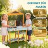 Cucina di Fango per Bambini, Cucina Giocattolo in Legno da Esterno con Lavello, Fornello, Pentolame, Mensole, Giocattolo per Giochi di Finzione per Età 3-8
