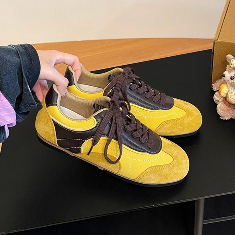 Retro contrasting color flat-bottomed German training shoes women's 2025 new autumn and winter casual Jersey style sports casual Forrest Gump board