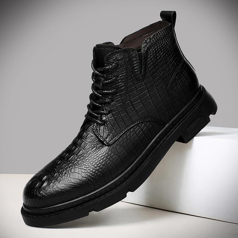 

Men s Student Martin Boots Men s Summer and Autumn Breathable High Street British High Top Leather Boots Black Motorcycle Trend Shoes 46
