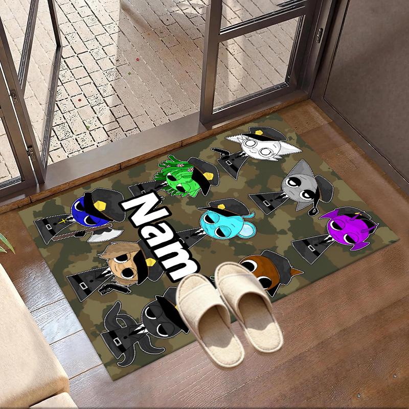 Custom Name Personalized Sprunki Game Print Carpet, Versatile Home Decor Rug, for Playroom, Apartment, Balcony, Entryway, Hallway Gift