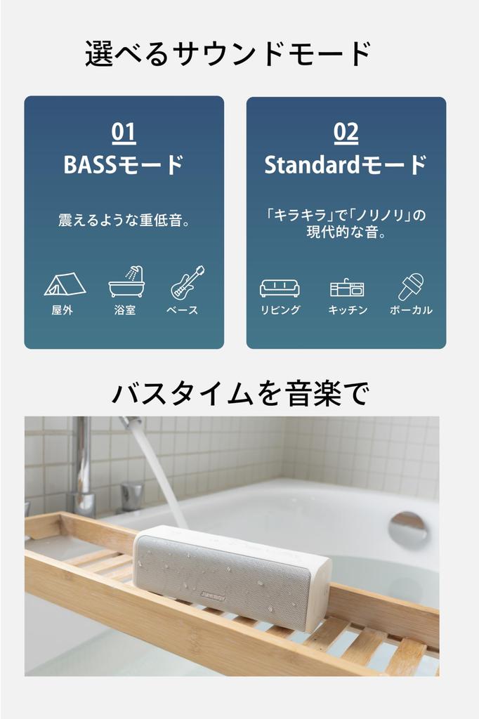 FUNLOGY Portable2 Award Winner Waterproof Compact Rechargeable Bluetooth Compatible Wireless IP67 TWS Compatible Japanese (Speaker/Portable Speaker)