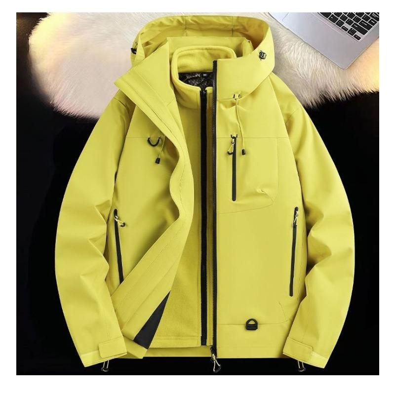 Detachable Hooded Raincoat Windproof Waterproof Jacket for Hiking Camping Outdoor Sports Men Women Three in One
